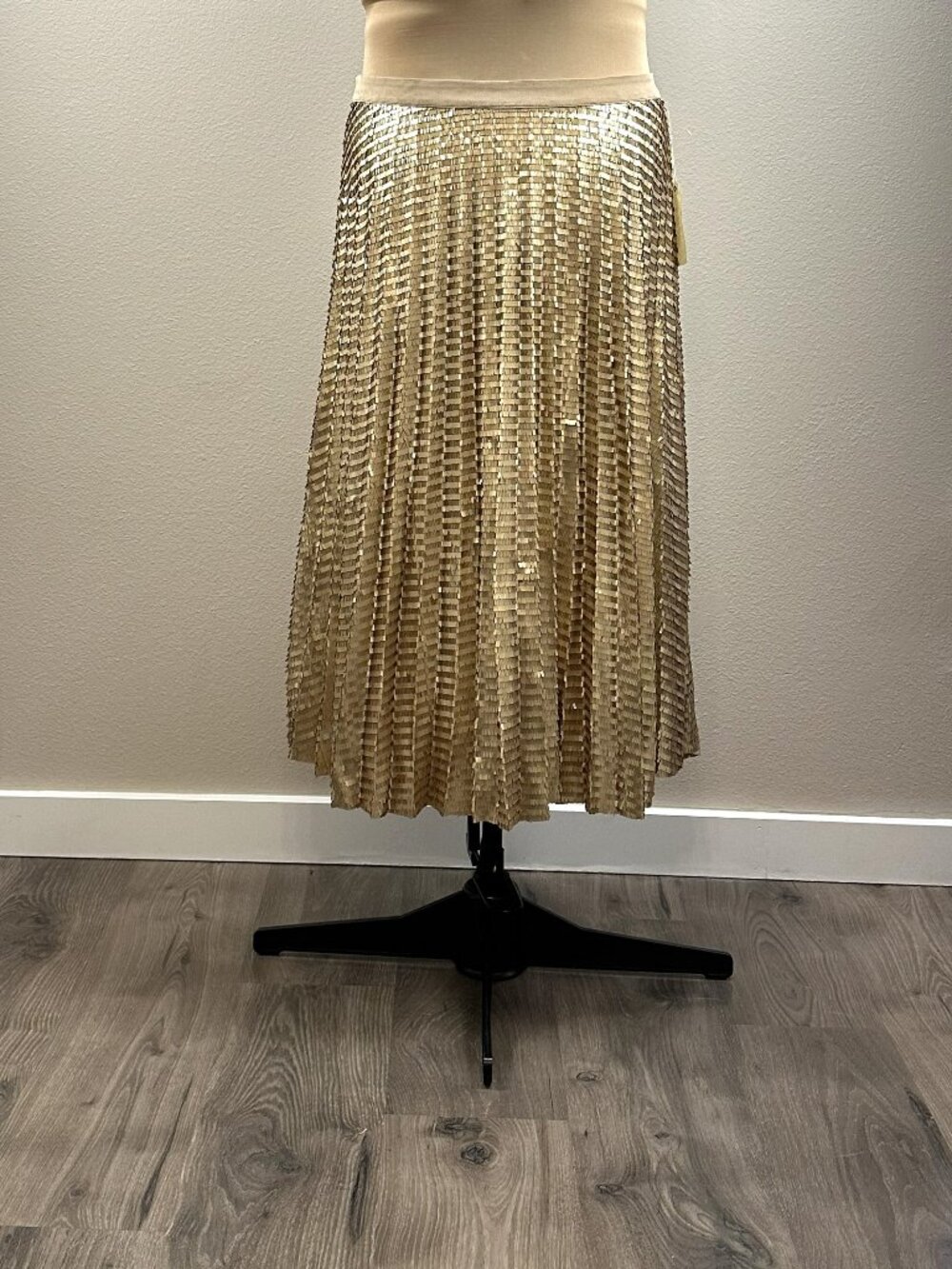 Maeve Natalia Gold Sequined Midi Skirt NWT